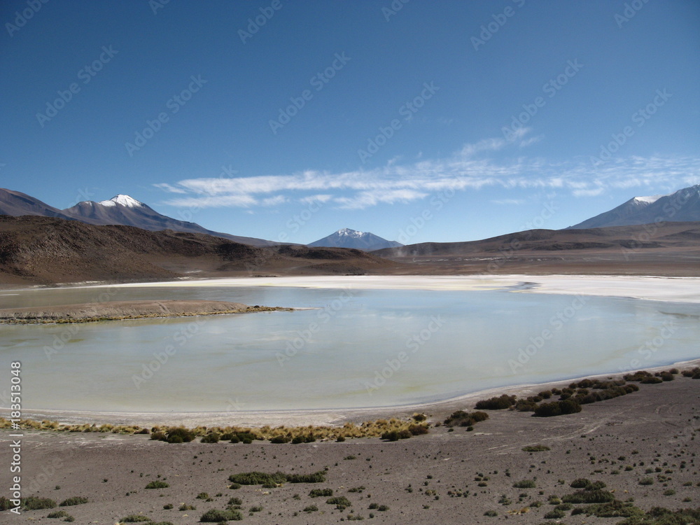 Mountains and lake during an excursion in Bolivia