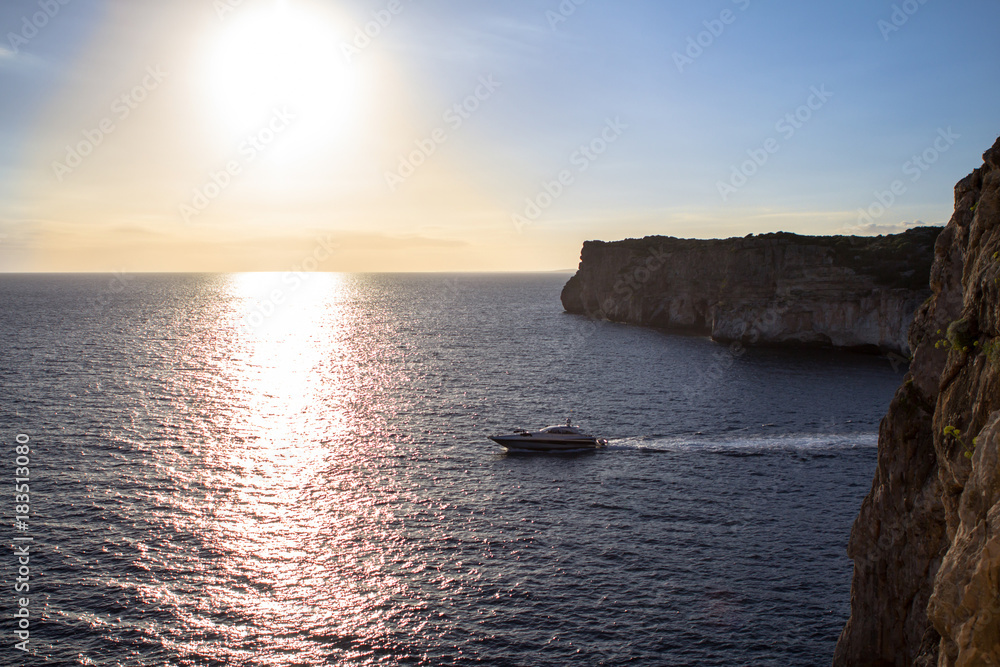 Small yacht in the sea