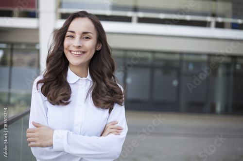 Portrait of happy smiling business woman Free Download Portrait of happy smiling business woman - GFXLoad