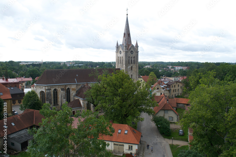 View of the St John's Church in the town of Cesis, Latvia