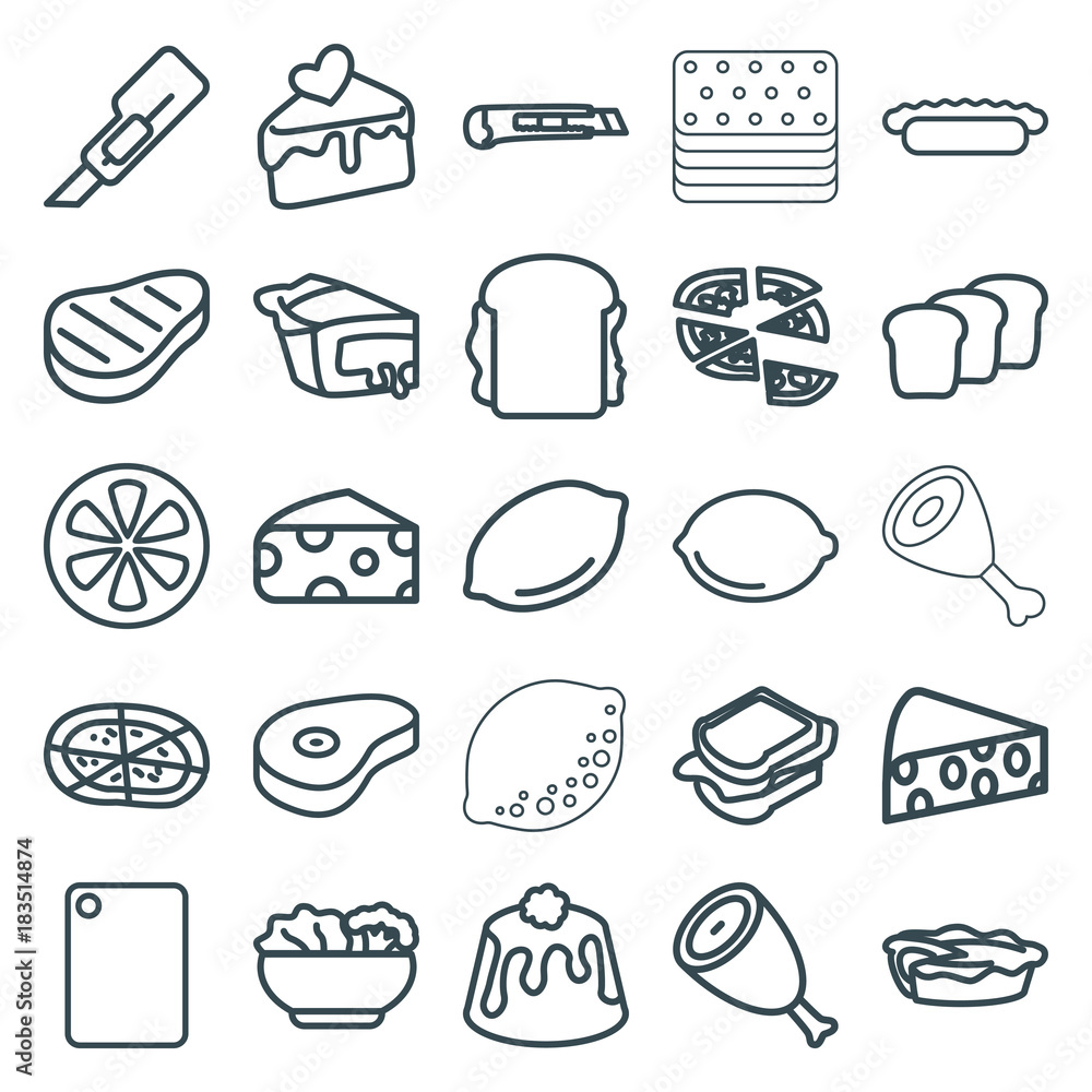 Set of 25 slice outline icons