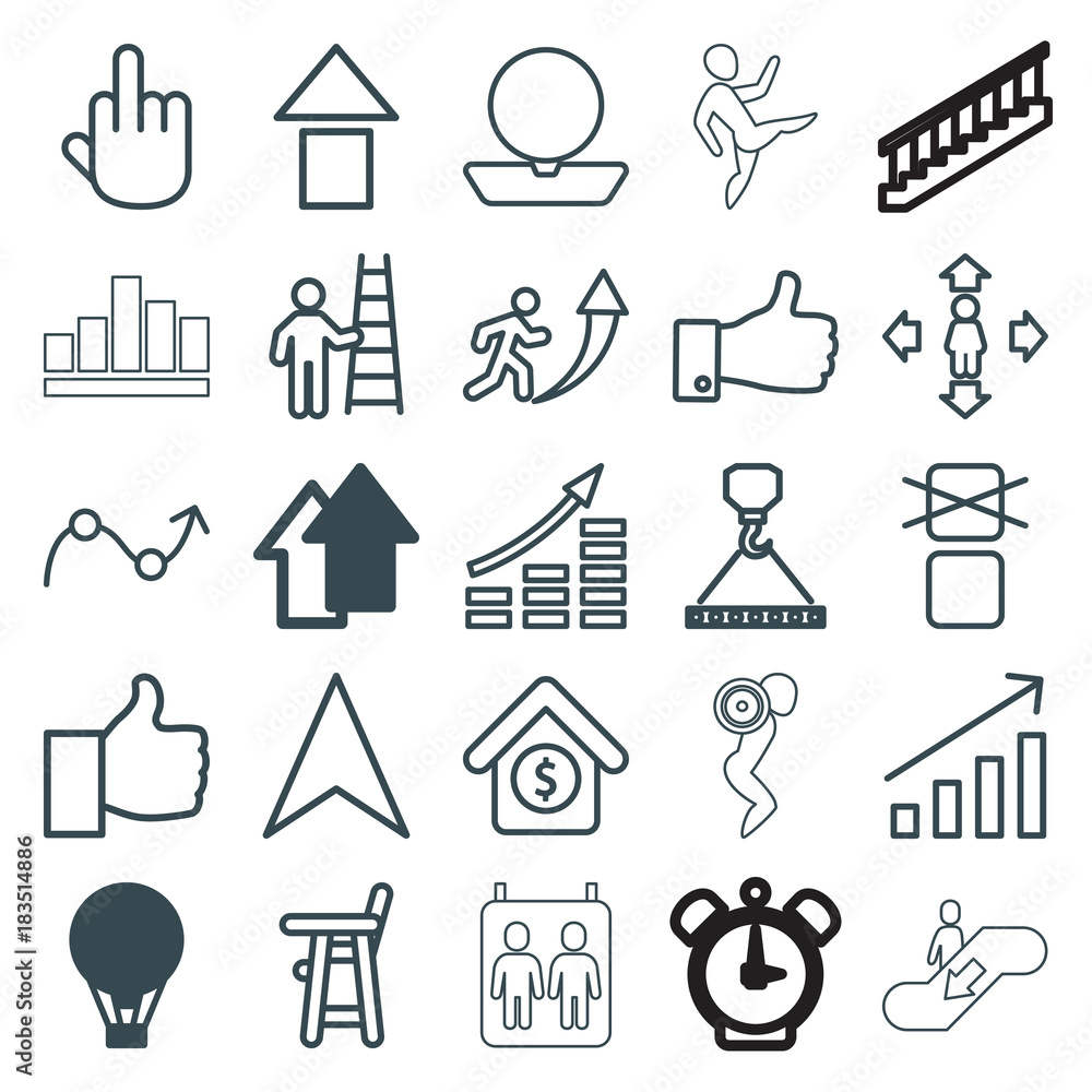 Set of 25 up outline icons Set of 25 up outline icons