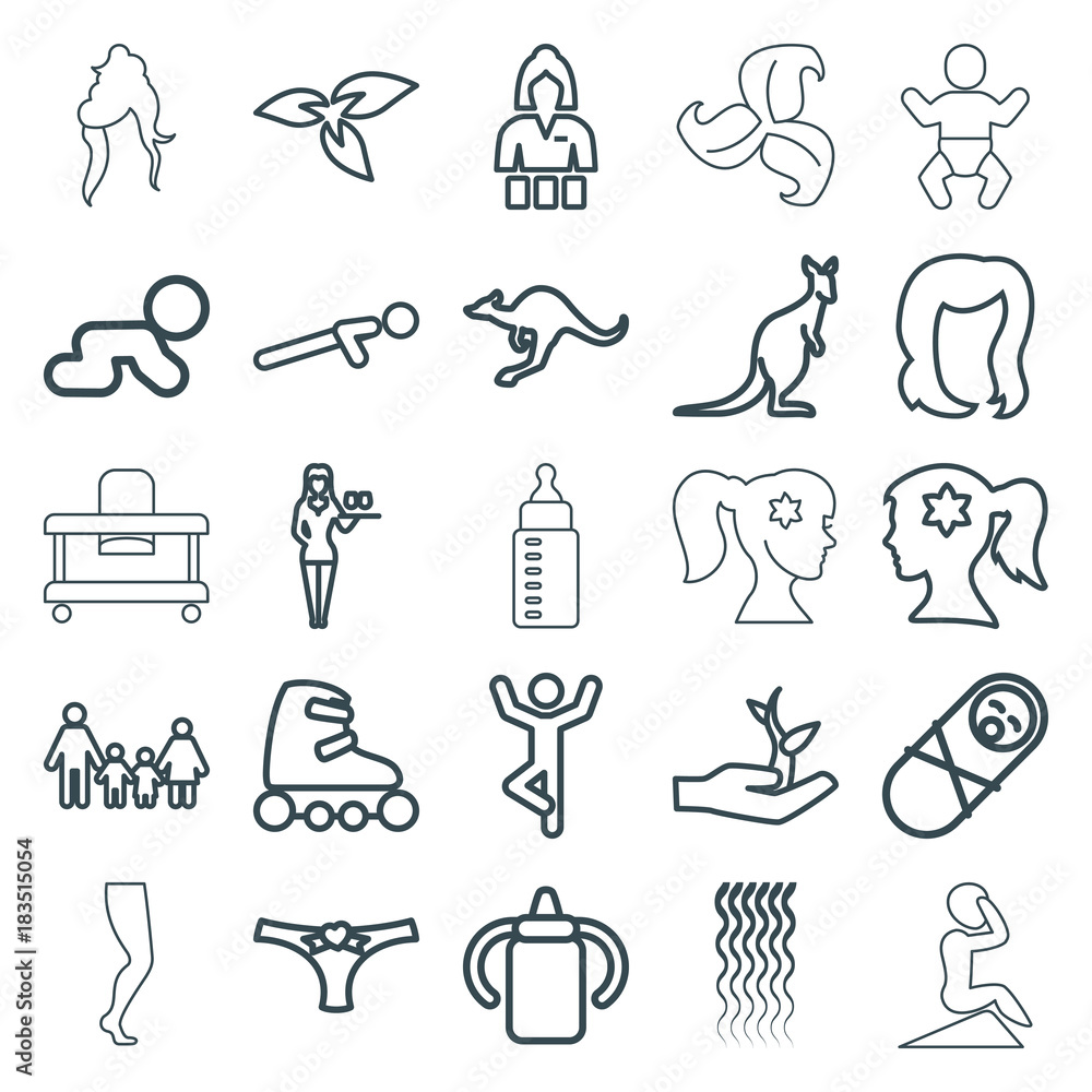 Set of 25 young outline icons Set of 25 young outline icons