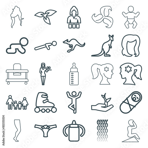 Set of 25 young outline icons