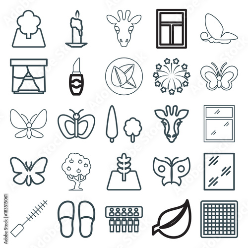 Set of 25 decorative outline icons