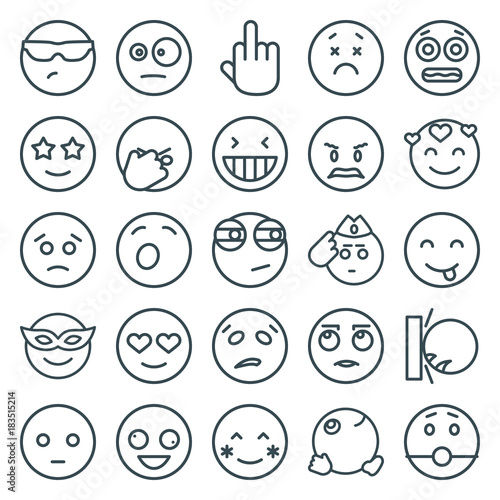 Set of 25 expression outline icons
