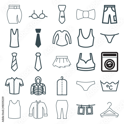 Set of 25 clothes outline icons