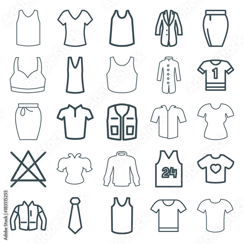 Set of 25 shirt outline icons