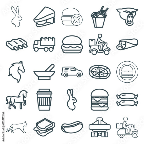 Set of 25 fast outline icons