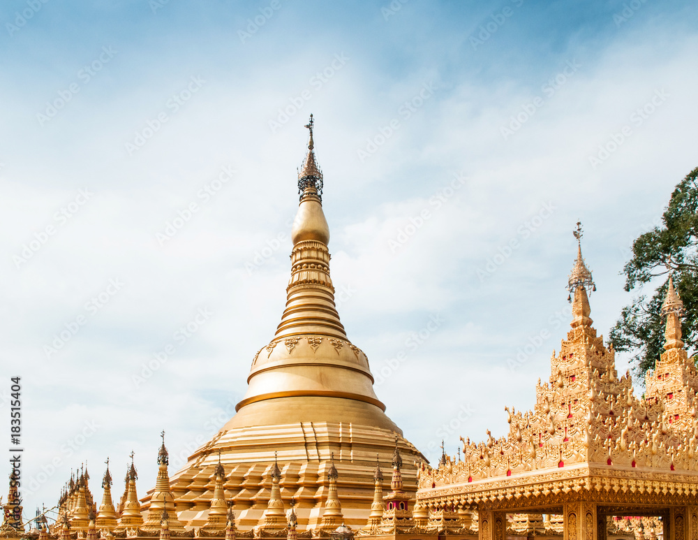 Simulate of Shwedagon Pagoda at Suwankiri Temple, Ranong, Thailand