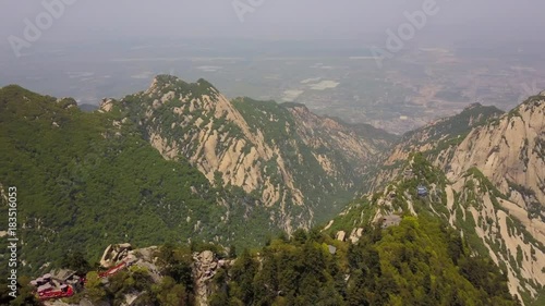 China Mt Huashan Aerial v7 Flying over mountain climbing path and ridges 5/17 photo