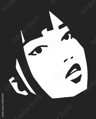 Stylized portrait of attractive model in black and white