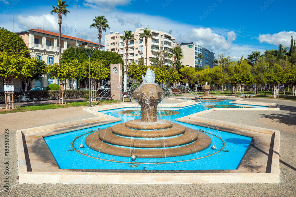 Square with a fountain, Limassol, Cyprus