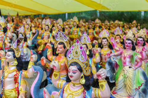 Картината върху платно Various sculptures displayed at handicrafts emporium, Thimphu, Bhutan