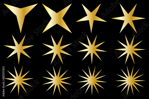 Star - vector set - gold on black background