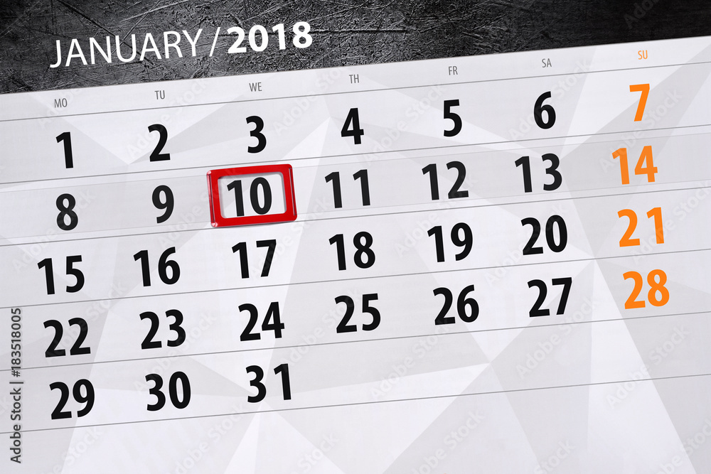 the daily isolated calendar 2018 on the day of January 10 the daily isolated calendar 2018 on the day of January 10