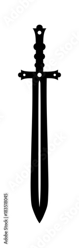 Medieval knight sword with black steel blade