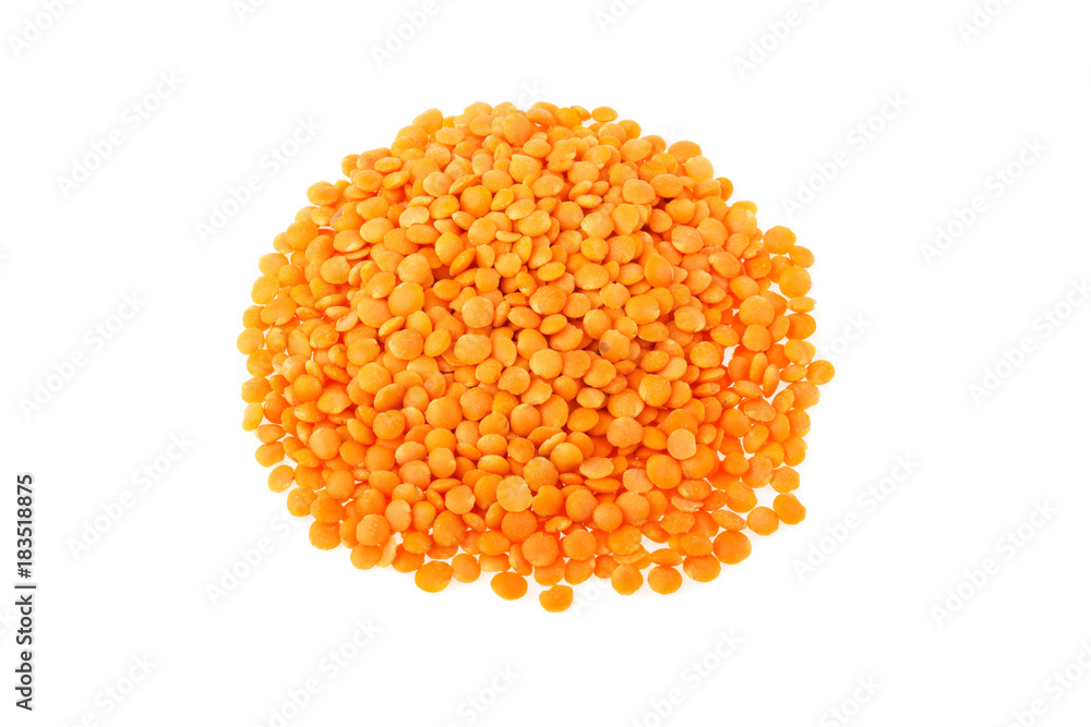 lentils isolated top view on a white background lentils isolated top view on a white background
