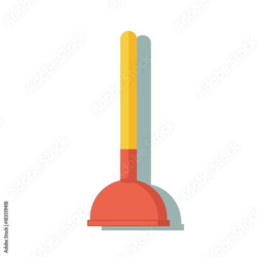 Toilet plunger isolated icon in flat style. House cleaning tool, housework supplies vector illustration