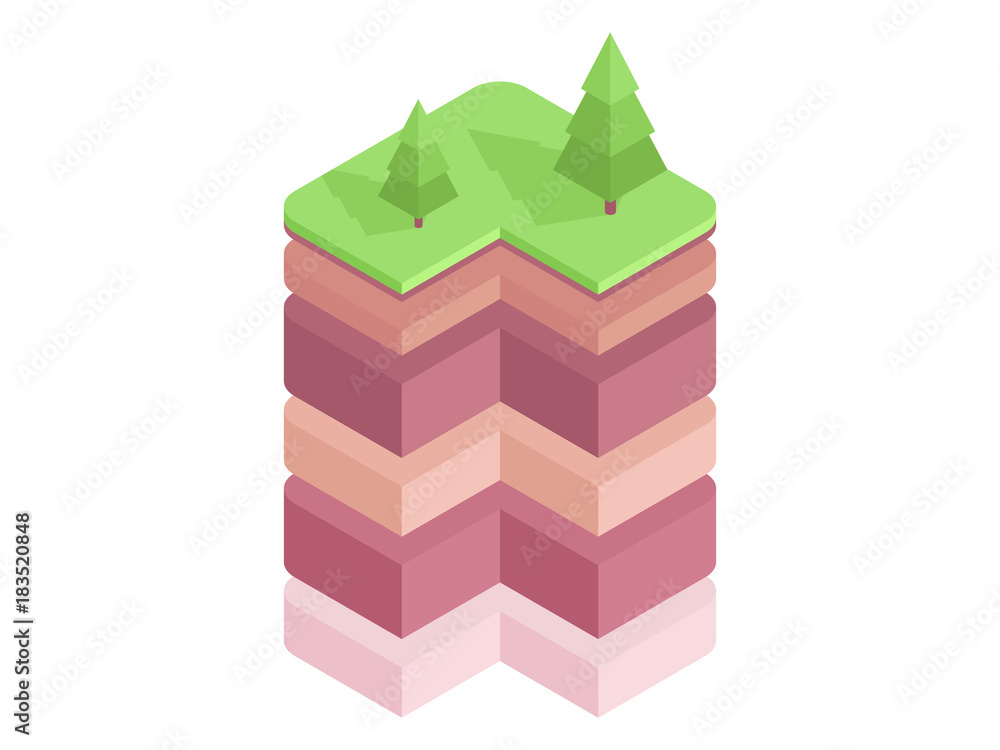 Soil layers diagram. Isometric soil horizons and profile. Earth ...