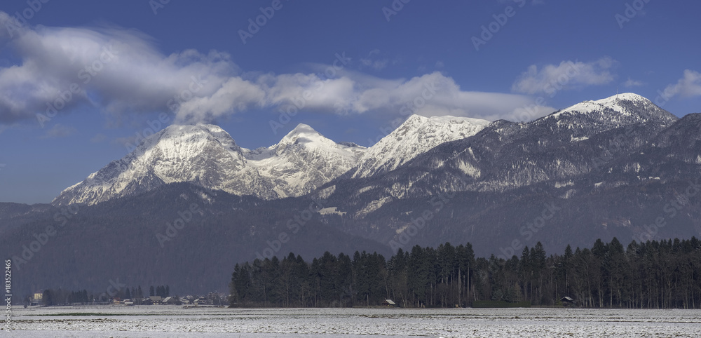 Peaks Krvavec, Grintavec and Kocna in Savinja-Kamnik Alps, Slovenia