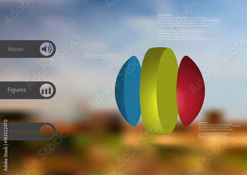 3D illustration infographic template with ball vertically divided to three parts