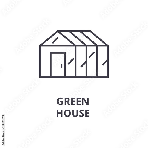 green house line icon, outline sign, linear symbol, flat vector illustration