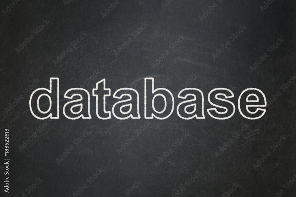 Software concept: text Database on Black chalkboard background Software concept: text Database on Black chalkboard background
