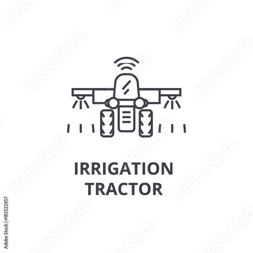 irrigation tractor line icon, outline sign, linear symbol, flat vector illustration