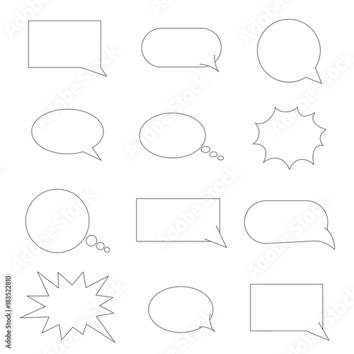 Set of speech bubbles. chat bubbles black line on white isolated background