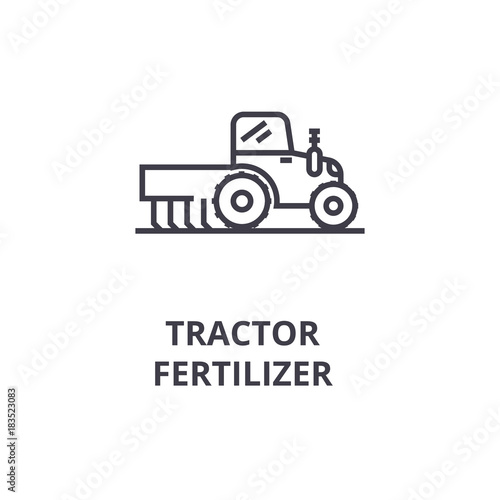 tractor fertilizer line icon, outline sign, linear symbol, flat vector illustration