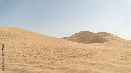 Huacachina desert and dunes of sand in Ica region  Peru.