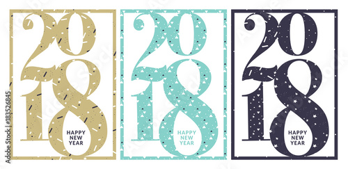 Set of New Years greeting card. Flat design vector illustration template for greeting cards, website and mobile banners, marketing material.