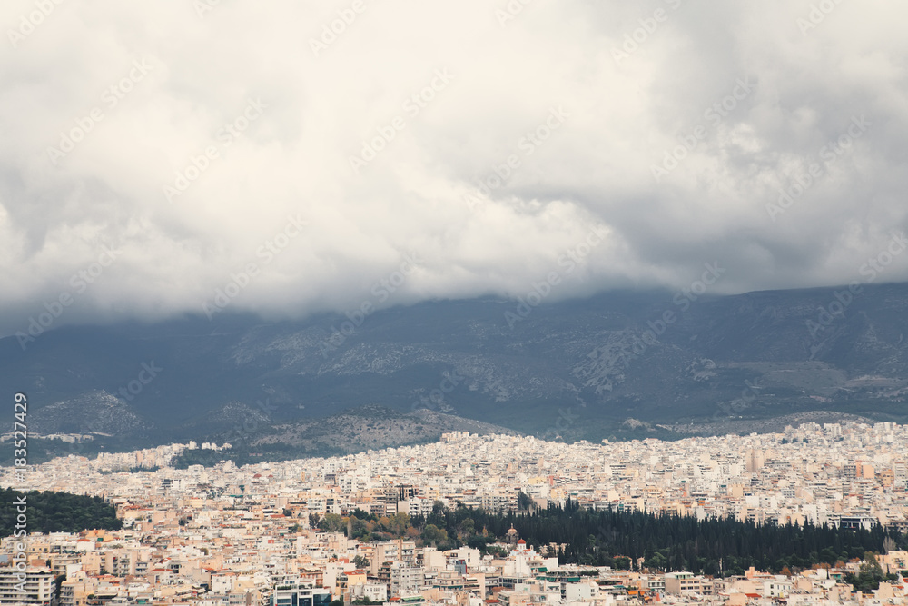 stormy sky over Athens