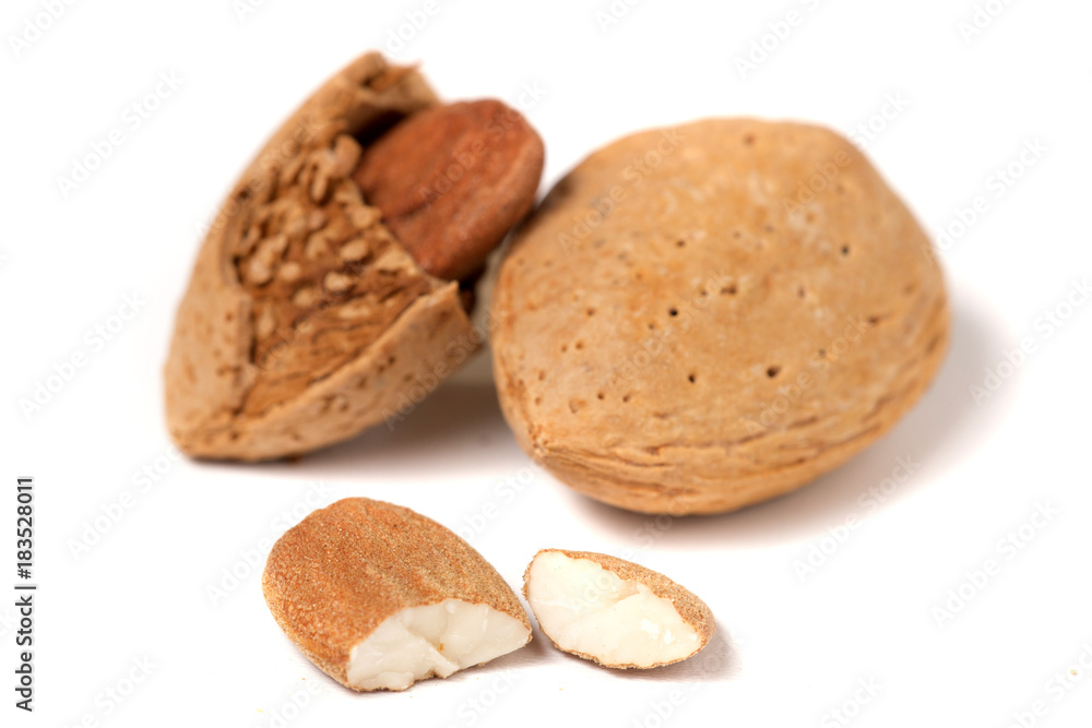 Sweet almonds on white background Sweet almonds on white background