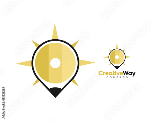 Point Way Yellow Pencil Navigator Compass Logo