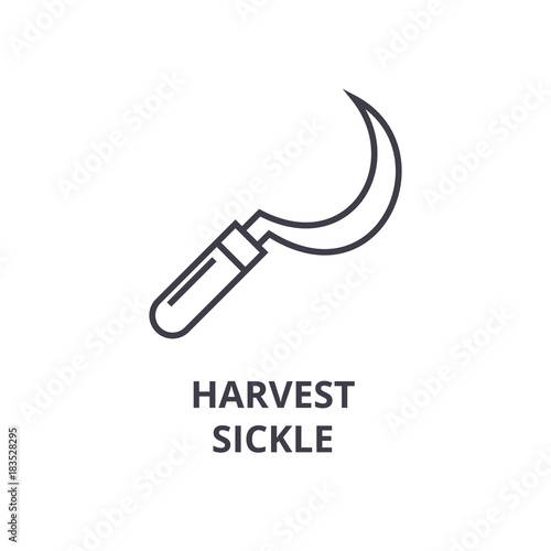 harvest sickle line icon, outline sign, linear symbol, flat vector illustration