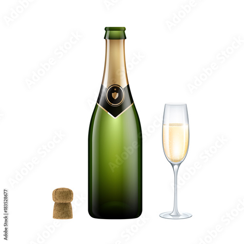 bouteille et coupe de champagne