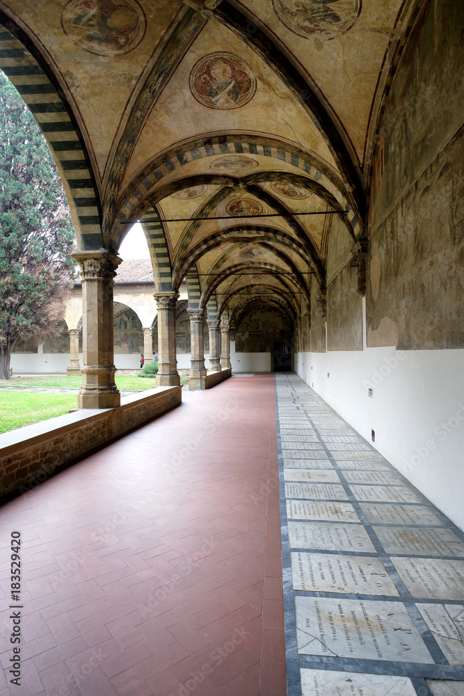 Gallery of the internal monastery yard. Florence. Italy
