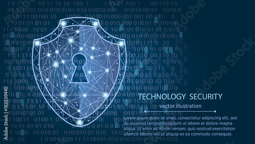 Cyber security concept: Shield on digital data background.vector illustration