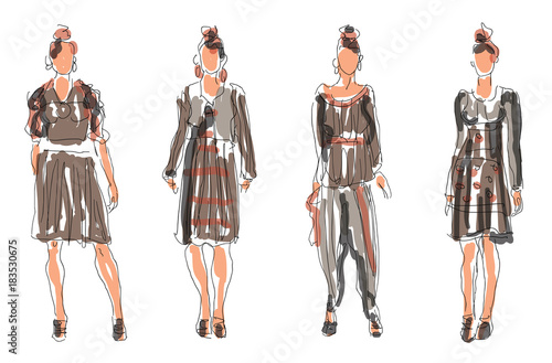 Sketched Fashion Women Models 