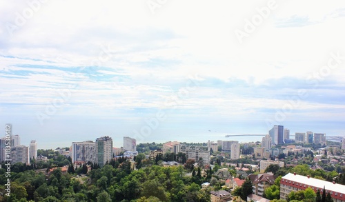 View from the observation deck of the city of Sochi. Background for advertising agency real estate.