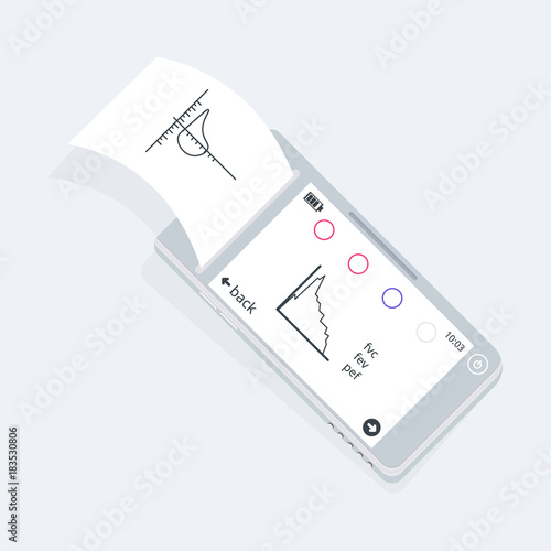 Spirometer medical equipment. The device determines the volume of the lungs. Vector flat icon.