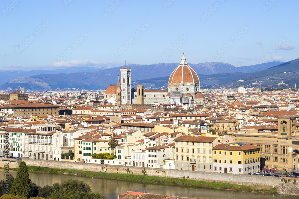 Panorama of Florence and Cathedral of Santa Maria del Fiore, historic centre of Florence, Italy, cityscape, old town