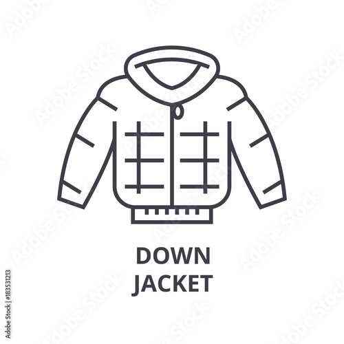 down jacket line icon, outline sign, linear symbol, flat vector illustration