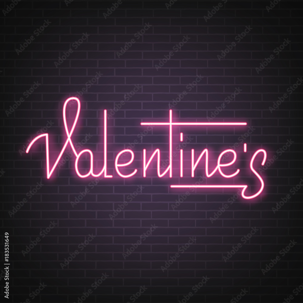 Valentines Neon. Valentine's Day neon script lettering. Valentines neon sign Valentines Neon. Valentine's Day neon script lettering. Valentines neon sign
