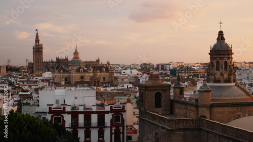 Seville City Skyline at Sunset
