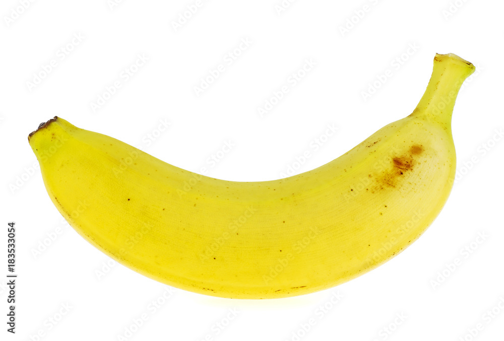 One yellow banana isolated on white background