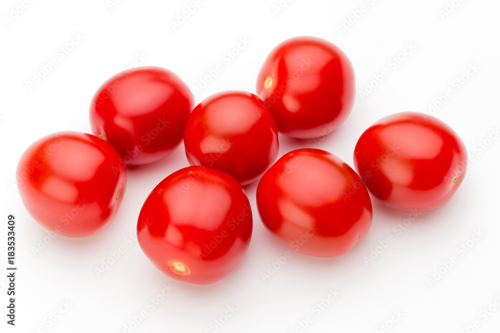 Plum tomatoes isolated on white background. Top view Plum tomatoes isolated on white background. Top view