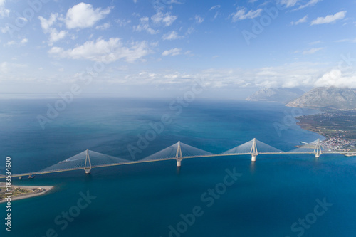 aerial view of the Charilaos Trikoupis bridge Rio-Antirio